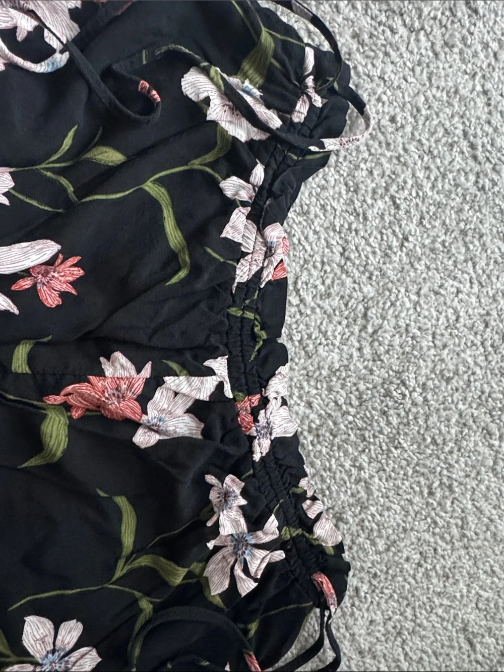 Shade & Shore Black Floral Swim Cover Set with Pink and Cream Blooms 2 pc set